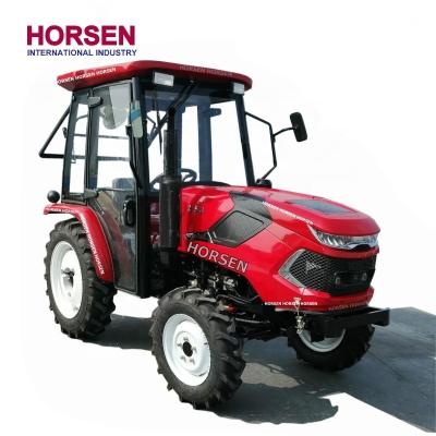 China Cultivate HORSEN good quality 25HP 30HP mini compact 4x4 farm tractor with CAB front end loader and backhoe for sale made in china for sale