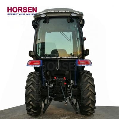 China Farms New Arrival Horsen Hp 50 Universal Compact Farm Utility Tractor 4x4 50 4WD With Cabin 4 In 1 Bucket Front Loader For Agriculture for sale