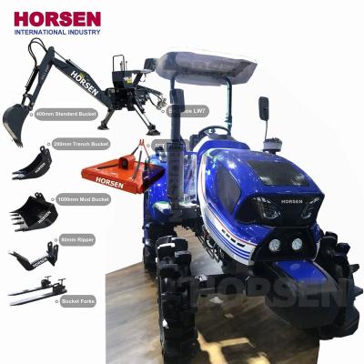 China HORSEN FARMS China 80hp 4WD farm tractor with front end loader, backhoe price for sale for sale