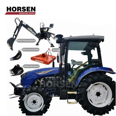 China HORSEN Farms China BIG Dog Tractor 4x4 50HP 60HP Compact Tractor with Loader and Backhoe for sale