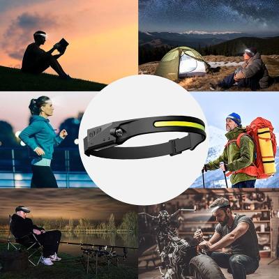 China New Head Motion Sensor Outdoor Light Lamp Camping USB COB LED Rechargeable Headlights For Night Running Riding Fishing Camping for sale