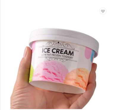 China Eco Friendly Disposable Stocked Biodegradable Biodegradable Ice Cream Cup With Lid And Spoon Frozen Yogurt Cups for sale