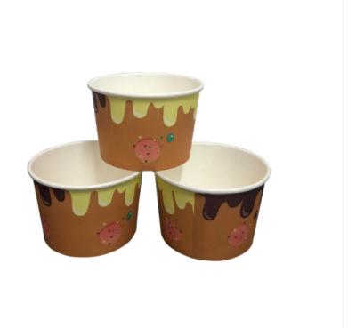 China Disposable Customer Printed Ice Cream Disposable Paper Cup With Lid Frozen Yogurt Cup for sale