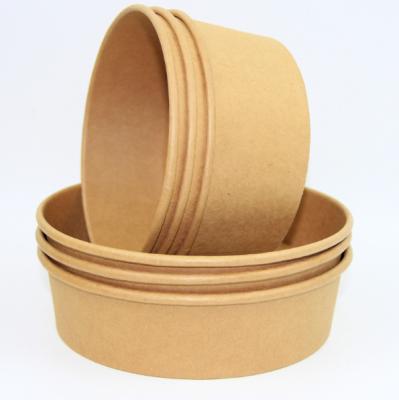 China 100% Eco Friendly Disposable Brown Kraft Paper Salad Bowl With Lid for sale