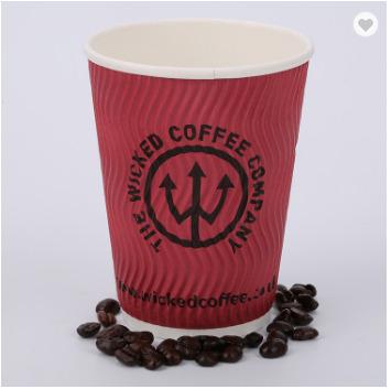 China High Grade Disposable Customized Ripple Paper Wall Tea Disposable Coffee Hot Drink Cups for sale