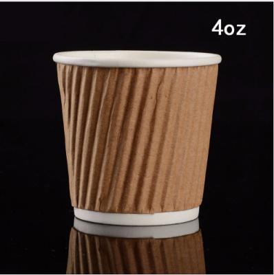 China 4oz 100ml Ripple Disposable Wall Tripple Wrapping Paper Coffee Cups Hot Drink Cups, Corrugated Paper Cups for sale