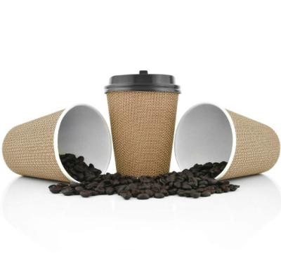 China Disposable Premium Paper Coffee Cups With Lids - Sleek Ripple Wall Design, Double Wall Insulated Hot Cups -8 -50 oz Pack for sale