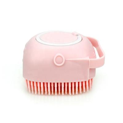 China Sustainable Shower Massage Brush Pink with Shampoo Container for Dog and Cat for sale