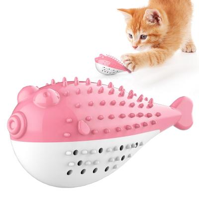 China Viable High Quality Cat Teeth Cleaning Fish Toy with Bell, Catnip Silvervine Powder Interior for sale