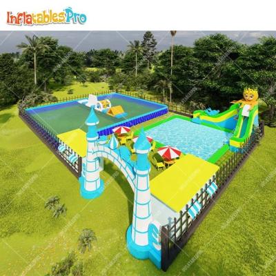 China Mini Outdoor Inflatable Splash Land Pool Frame Commercia Entertainment Water Park With Water Toys for sale