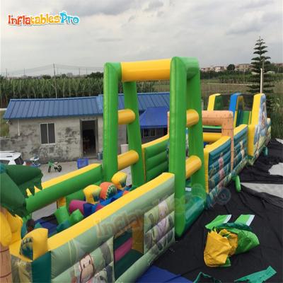 China Entertainment Giant Safari Theme Outdoor Obstacle Course Long Jumping Castle For Sale for sale