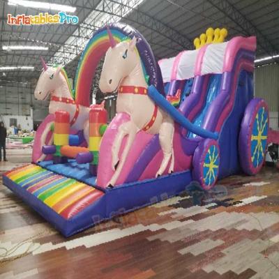 China Unicorn Outdoor Theme Entertainment Bounce Wet Dry House With Inflatable Slide for sale