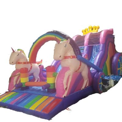 China Outdoor Commercial Theme Unicorn Entertainment Slide Bounce Inflatable Dry House For Kids Party Rental Business for sale