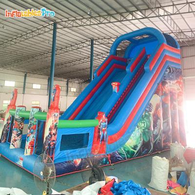 China Superhero Outdoor Theme Entertainment Inflatable Dry Slide For Party Rental for sale