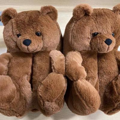 China 2021 Cute Brand New Amazon Brown Teddy Bear Slippers Bear House Slippers CUSHIONING for sale