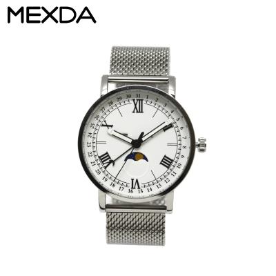 China mexda brand day/date stainless steel case moon phase calendar watch 5 atmosphere water resistant multi function watches for men for sale