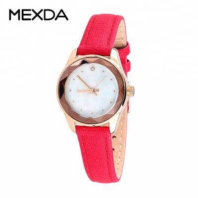 China Non-specific design mexda brand design leather strap wristband colorful real glass rhinestone flower flower colored female watch for girlfriend for sale