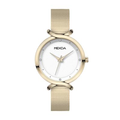 China Non-specific mexda brand 3atm stainless steel case back polished elegant lady pink fashion mesh band gold wristwatch reloj femenino de reloj for sale