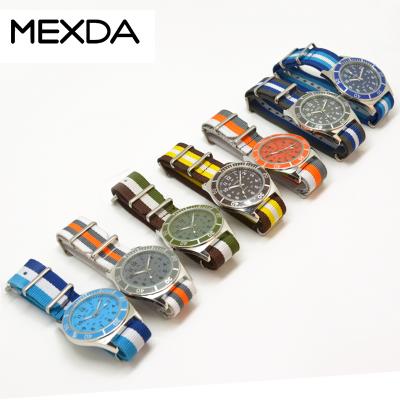 China Non-specific custom mexda brand own logo japan quartz sport watch waterproof nylon variable strap leisure watches for men for sale