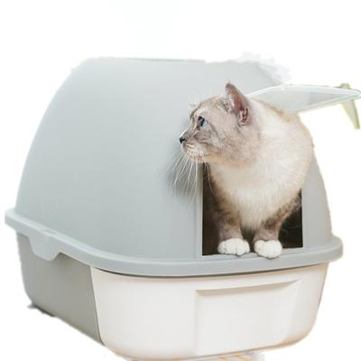 China Viable Pet Cat Toilet Space Cleaning Plastic Large Box Closed Cat Litter Box Cat Litter Tray for sale