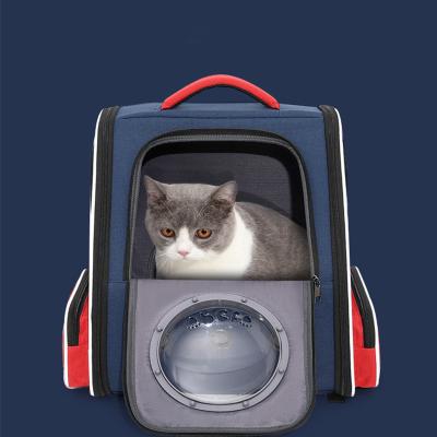 China New Viable Pet Backpack Carrier Comfortable Transparent Dog Cat Back Bag Double Shoulder Strap Mesh for sale