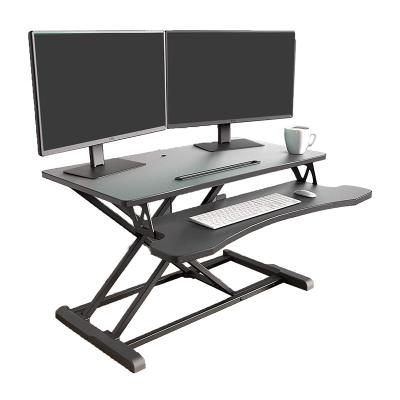 China L13 Adjustable Workstation Wooden Office Desk Sit Stand Table Convert Laptop (Sized) to Standing Desk for sale