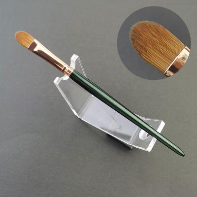 China Pro Flat Brush Concealer Brush Cream Eye Shadow Dark Green Flat Oval Brush With Synthetic Taklon Fiber for sale