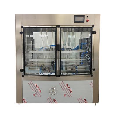 China Automatic Linear Food 12 Nozzles Bottle Gravity Overflow Liquid Filling Machine for sale