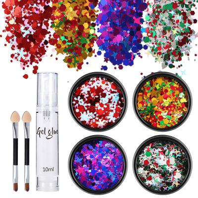 China Easy Apply High Sparkle Color Glitter Mix Holographic Powder Christmas Glitter For Nails for sale