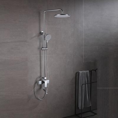 China With Slide Bar Design High End Circular Shower Body Flat Water Chrome Shower Faucets for sale