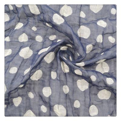 China Sustainable Circular Pattern Jacquard Linen Cotton Fabric For Dress Shirt Summer Lightweight Plain Dyed Fabric for sale