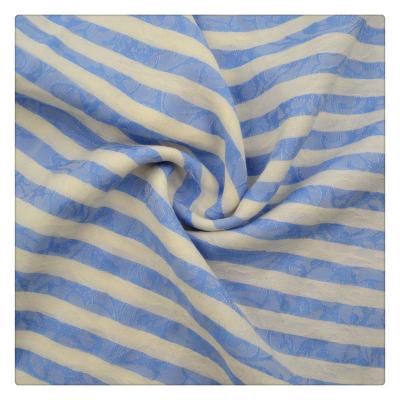 China Viable Stripes Pattern Linen Cotton Fabric For Dress Shirt Blouse Summer Light Weight Chat Dyed Jacquard Fabric for sale