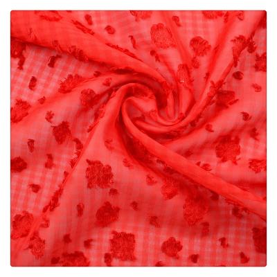 China Tear-Resistant Piece Dyeing 100 Polyester Jacquard Woven Chiffon Cut Fabric Floral Pattern For Lady Girl for sale