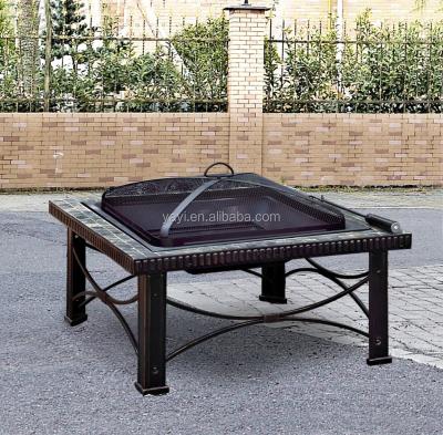 China Natural Steel+ Slate Fire Pit Table With Natural Slate for sale