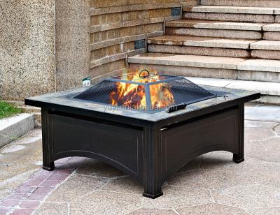 China Stocked 36inch square firepit table with slate top for sale