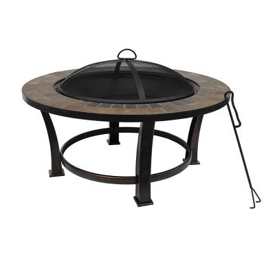 China Outdoor Heating Fire Outdoor Wood Burning Table With Mesh Cover for sale