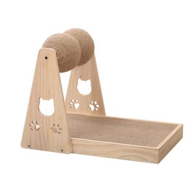 China Weita Entertainment High Quality Custom Wooden Sisal Stocked Cat Scratching Post Ball Double for sale