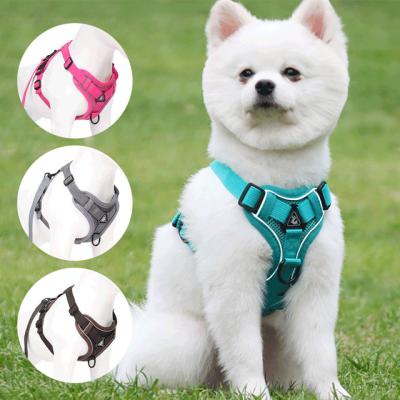 China Cat Dog Harness Adjustable Breathable Pet Dog Vest Safety 1.5m Reflective Nylon Pull Leash No Pull Dog Harness Set for sale