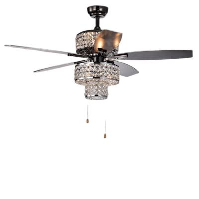 China Contemporary Crystal Fancy Chandelier 5 Blade 52 Ceiling Fan Positive Or Back With Light for sale