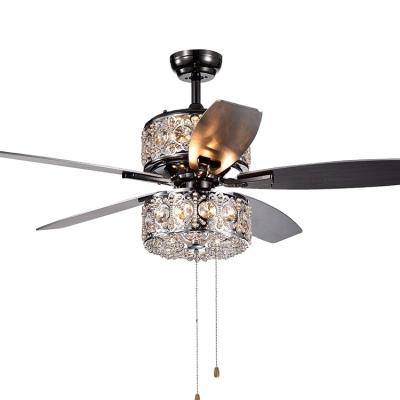 China New Design D300*H160mm High Quality Crystal Lights Living Room Modern LED Fan for sale