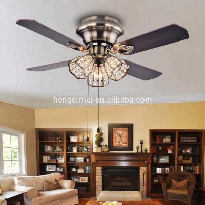 China New Rustic/Antique Cheap Household Small Mini Decorative Modern Crystal Ceiling Mounted Fan With Light for sale