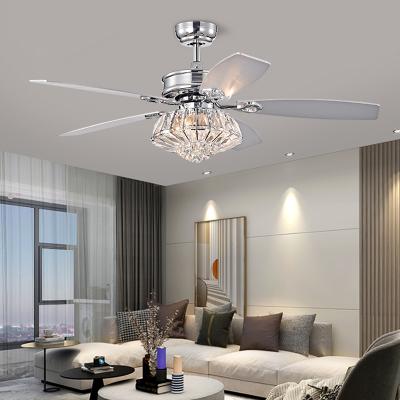 China Positive or Back Ceiling Fan with Reversible Crystal Blades Quiet Fan Light Indoor Crystal Fan 52-Inch Chandelier Decorate Home for sale