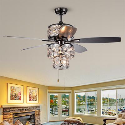 China 2021 Hot Selling Factory Direct Feedback 2021 LED Factory Direct Customized Modern Crystal Chandelier Ceiling Fan Fancy Ceiling Fan Positive Or Design With Light for sale