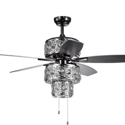 China Durable Luxury Plus or Back Crystal Ceiling Fan Dining Lamp, 52