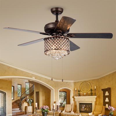 China Positive Or Back AC Ceiling Light Wooden Crystal Remote Control Decorative Ceiling Fan With Light Led Lamp for sale