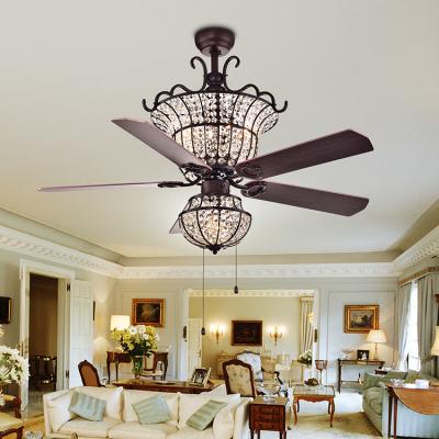 China Luxury Rustic Silver Crystal Chandelier Ceiling Fan Plus or Back Remote Control Ceiling Fan with Light for sale