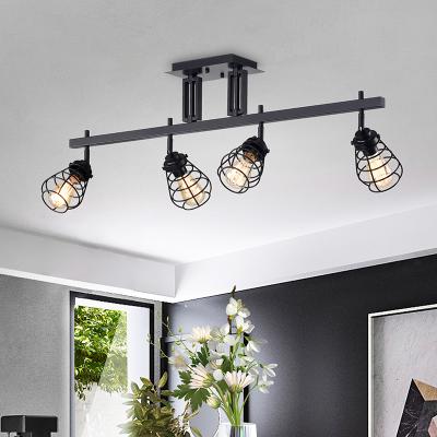 China Contemporary Farmhouse Chandelier Light Fixture, 4 Lights Black Industrial Chandeliers for Bedroom, Living Room for sale