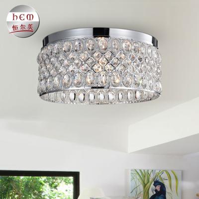 China Iron Metal Iron Round Crystal Decorative Ceiling Lighting Lamp Fancy Modern Ceiling Lights for sale