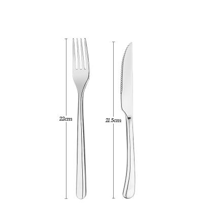 China Fashionable Nordic Stainless Steel Gold Copenhagen Knife and Fork and 8 Inch Dish Steak Sustainable Set for sale