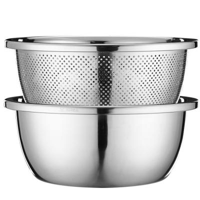 China SSGP Sustainable 304 Stainless Steel Basin Sink Thickened Household Basin Large Drain Vegetable Basket Double-layerstrainer for sale